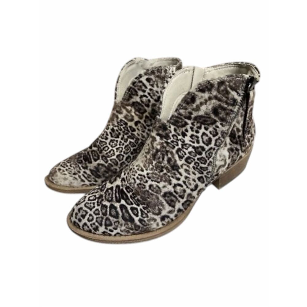 VERY G Gypsy Faded Leopard Western Ankle Booties Size 7.5